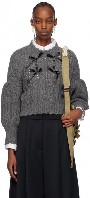 Серый свитер с лентой Simone Rocha