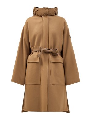 Пальто Fleole из шерстяной ткани double с рукавами кимоно MONCLER. Цвет: коричневый