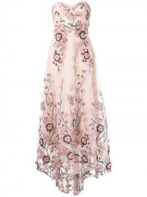 Вечернее платье с вышивкой и вырезом в форме сердца Marchesa Notte. Цвет: розовый