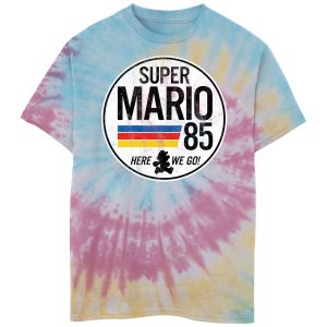 Футболка с логотипом Tie Dye для мальчиков 8–20 лет Super Mario 85 Here We Go Nintendo