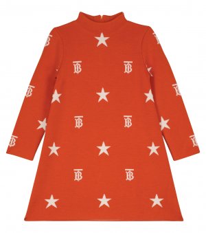 Платье из смесовой шерсти вязки интарсия, оранжевый Burberry