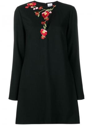 Короткое платье с цветочной вышивкой Vilshenko. Цвет: черный