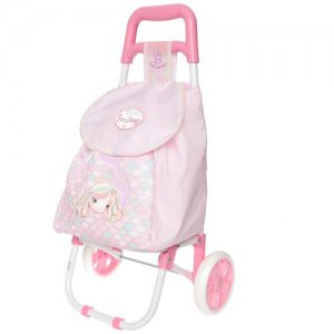 52041 Сумка-тележка для детей на колесах текстильная, 66 см, серия «Фантазия океана» DeCuevas TOYS. Цвет: розовый/белый
