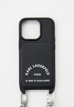 Чехол для iPhone Karl Lagerfeld 14 Pro, кросс-боди с кардслотом. Цвет: черный