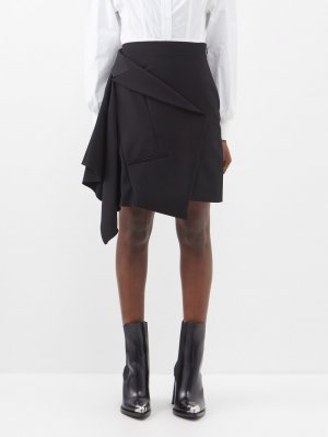 Мини-юбка из деконструированной шерсти , черный Alexander McQueen