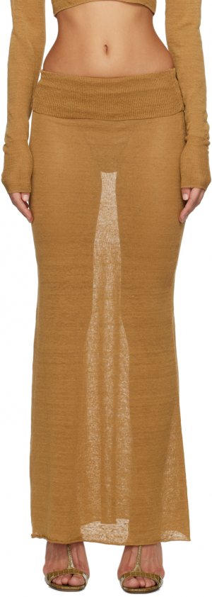 Светло-коричневая длинная юбка из лайки Aya Muse