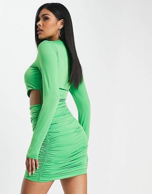 Зеленое облегающее платье мини с длинными рукавами и вырезами AFRM Jamm Unknown