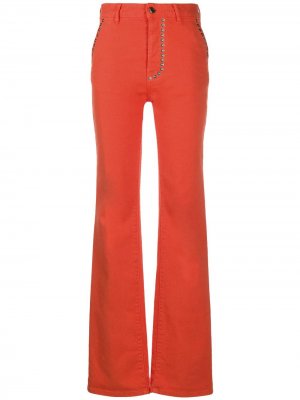 Прямые джинсы с завышенной талией и заклепками Just Cavalli. Цвет: оранжевый