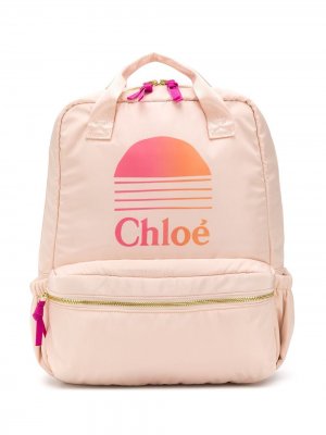 Парусиновый рюкзак с логотипом Chloé Kids. Цвет: нейтральные цвета