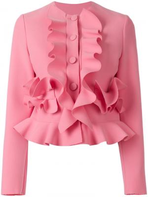 Приталенный пиджак с рюшами MSGM. Цвет: розовый и фиолетовый