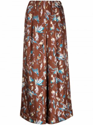 Широкие брюки с цветочным принтом Alysi. Цвет: коричневый
