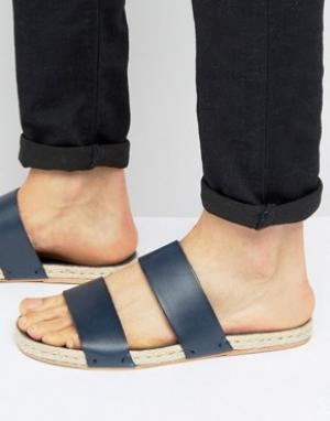 Синие кожаные сандалии с подошвой из джута ASOS. Цвет: темно-синий