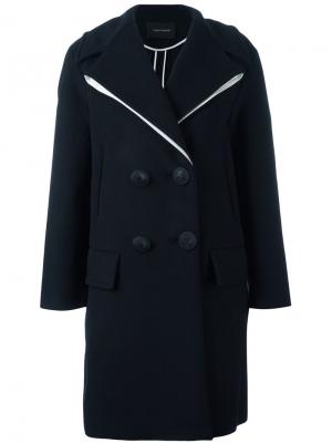 Пальто с контрастной отделкой Cédric Charlier. Цвет: синий