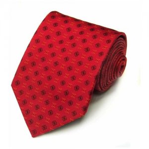 Молодежный галстук с контрастными узорами и логотипами по всей длине галстука 822993 Celine. Цвет: красный