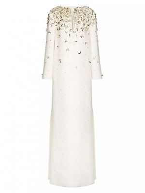 Вечернее платье из крепа с вышивкой , цвет ivory gold Valentino Garavani