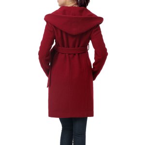 Полушерстяное пальто с капюшоном для беременных , красный Pokkori