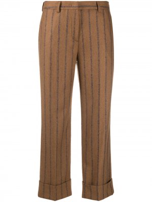Полосатые брюки прямого кроя Lardini. Цвет: коричневый