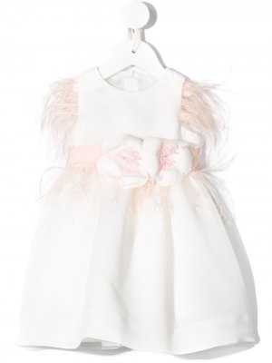 Платье с перьями Petit. Цвет: белый