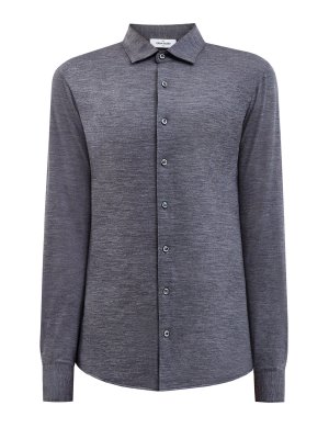 Рубашка в стиле casual из тонкой меланжевой шерсти GRAN SASSO. Цвет: серый