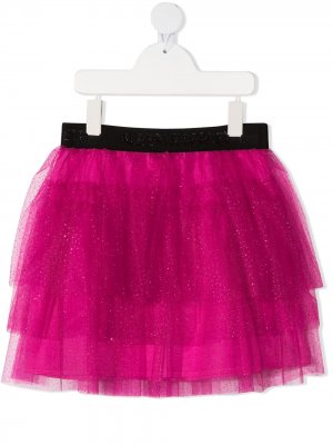 Многослойная юбка с блестками Alberta Ferretti Kids. Цвет: розовый
