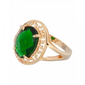 Кольцо помолвочное , фианит, размер 19, зеленый Lotus Jewelry. Цвет: зеленый