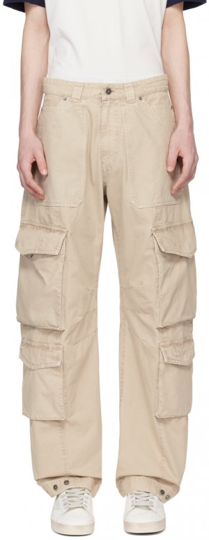Бежевые брюки-карго с карманами Golden Goose