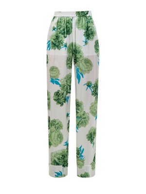Пляжные брюки из тонкой вискозы и хлопка с принтом FISICO. Цвет: зеленый