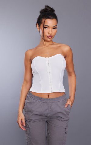Кремовый корсет с крючком и глазами PrettyLittleThing