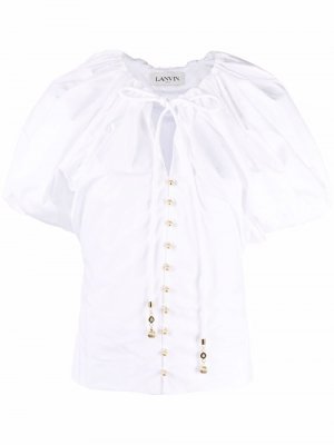 Блузка с завязками и объемными рукавами LANVIN. Цвет: белый