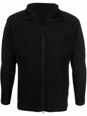 Плиссированная куртка на молнии Homme Plissé Issey Miyake. Цвет: черный