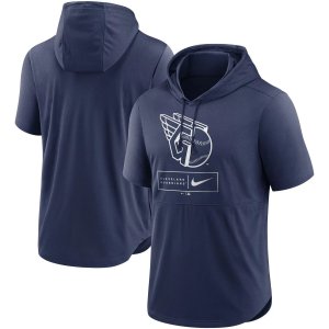 Мужской пуловер с короткими рукавами и худи Navy Cleveland Guardians Logo Lockup Performance Nike