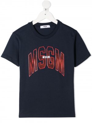 Футболка College с логотипом MSGM Kids. Цвет: синий