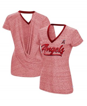 Женская красная футболка с v-образным вырезом Los Angeles Angels Halftime Back Wrap Top , красный Touch