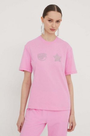 Хлопковая футболка Chiara Ferragni, розовый FERRAGNI