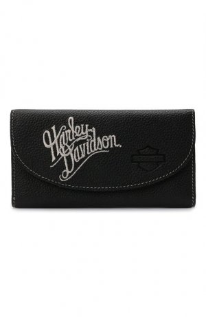 Кожаный кошелек Harley-Davidson. Цвет: чёрный
