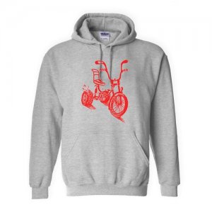 Толстовка Худи серые Иллюстрация. Красный велосипед CoolPodarok. Цвет: серый