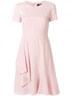 Приталенное платье с короткими рукавами и оборками Paule Ka. Цвет: розовый