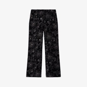 Прямые брюки из тканого материала со средней посадкой и цветочным узором , черный The Kooples