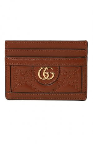 Кожаный футляр для кредитных карт Gucci. Цвет: коричневый