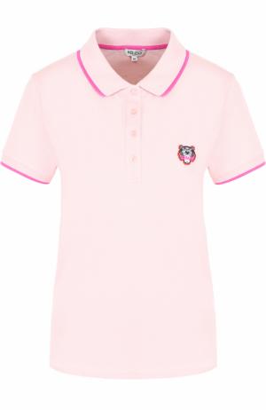 Хлопковое поло с вышитым логотипом бренда Kenzo. Цвет: светло-розовый