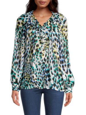 Блузка Misty с леопардовым принтом и рюшами , цвет Lagoon Multi Ungaro