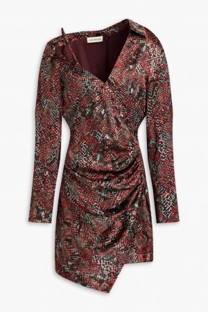 Платье-рубашка мини Eliana из шелкового атласа с запахом и змеиным принтом , кирпич Nicholas