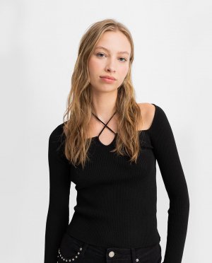 Женский свитер с вырезом горловины и длинными рукавами , черный Noon. Цвет: черный