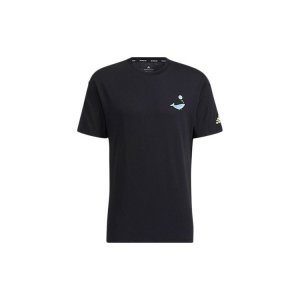 Ocean Gfx мультфильм морские животные спортивные надписи повседневная футболка с круглым вырезом короткими рукавами мужские топы черные HE7357 Adidas