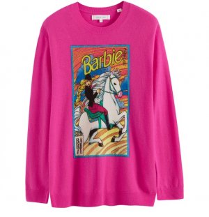 Шерстяно-кашемировый свитер для Барби в конном стиле Chinti & Parker, розовый PARKER