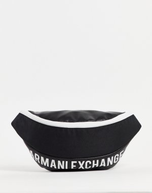 Черная сумка-кошелек на пояс с текстовым логотипом -Черный цвет Armani Exchange