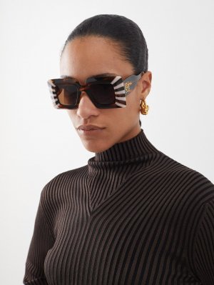Полосатые квадратные солнцезащитные очки из ацетата LOEWE, коричневый Loewe