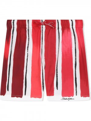 Плавки-шорты в полоску Dolce & Gabbana Kids. Цвет: красный