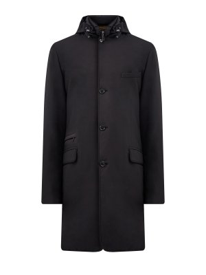 Удлиненное пуховое пальто со съемной вставкой с капюшоном MOORER. Цвет: черный