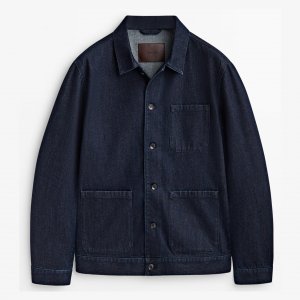 Джинсовая куртка-рубашка Co-ord Rinse Wash, темно-синий Massimo Dutti
